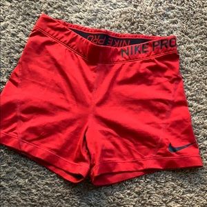 Red Nike Pro Dri Fit Bottoms